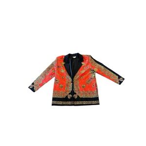 Vtg USA Made Jordana Jewl Pocket Watch‎ Chain Themed Blazer Jacket L POCKETS!